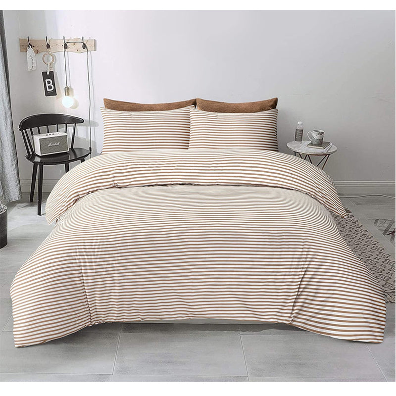 Striped Duvet Cover Set - Washed Bedroom Bedding Set product detail photo for bedroom