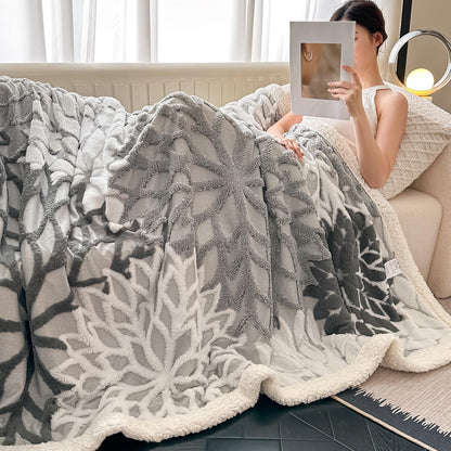Plush Fleece Throw Blanket "Nerea" product detail photo in bedroom