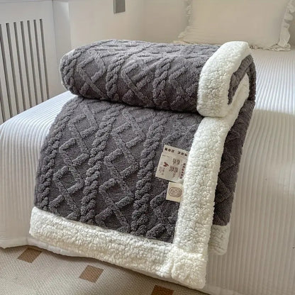 Sherpa Fleece Blanket Dual-Layer Thick Throw For Deep Winter Comfort