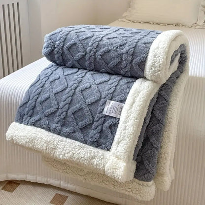 Sherpa Fleece Blanket Dual-Layer Thick Throw For Deep Winter Comfort