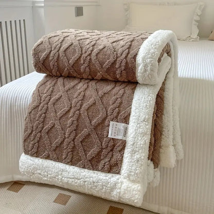 Sherpa Fleece Blanket Dual-Layer Thick Throw For Deep Winter Comfort