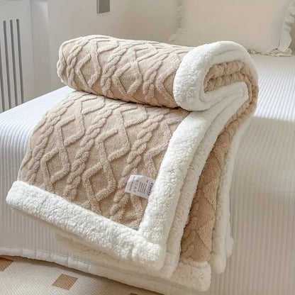 Sherpa Fleece Blanket Dual-Layer Thick Throw For Deep Winter Comfort