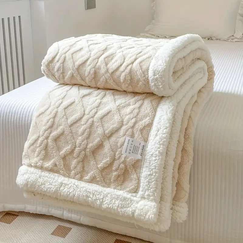 Sherpa Fleece Blanket Dual-Layer Thick Throw For Deep Winter Comfort