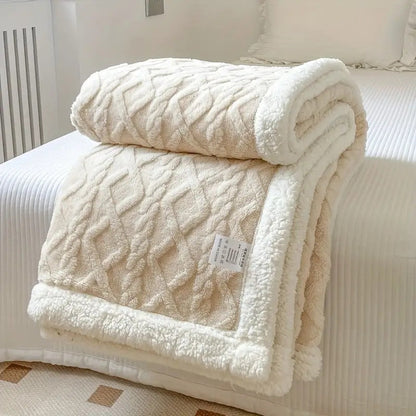 Sherpa Fleece Blanket Dual-Layer Thick Throw For Deep Winter Comfort