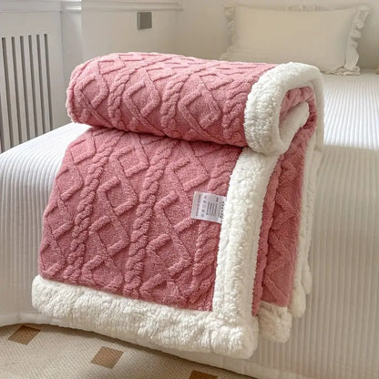 Sherpa Fleece Blanket Dual-Layer Thick Throw For Deep Winter Comfort
