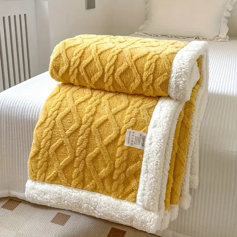 Sherpa Fleece Blanket Dual-Layer Thick Throw For Deep Winter Comfort