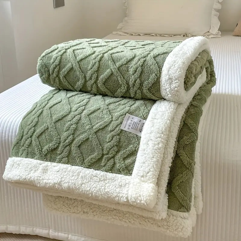 Sherpa Fleece Blanket Dual-Layer Thick Throw For Deep Winter Comfort