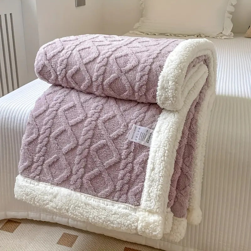 Sherpa Fleece Blanket Dual-Layer Thick Throw For Deep Winter Comfort