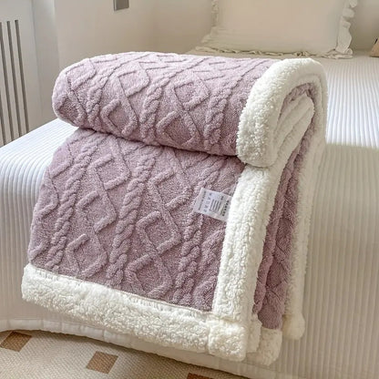 Sherpa Fleece Blanket Dual-Layer Thick Throw For Deep Winter Comfort