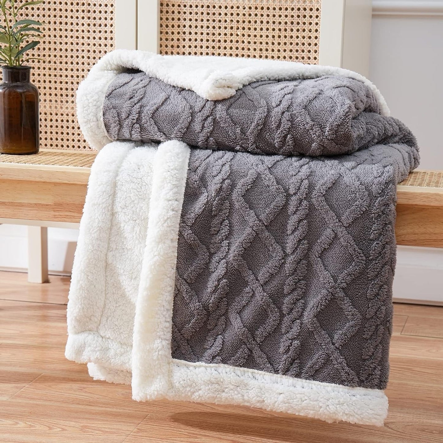 Sherpa Fleece Blanket Dual-Layer Thick Throw For Deep Winter Comfort
