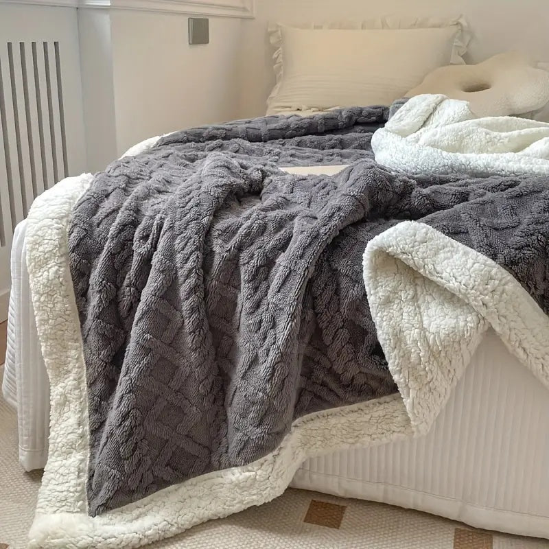 Sherpa Fleece Blanket Dual-Layer Thick Throw For Deep Winter Comfort