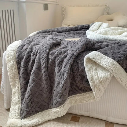 Sherpa Fleece Blanket Dual-Layer Thick Throw For Deep Winter Comfort