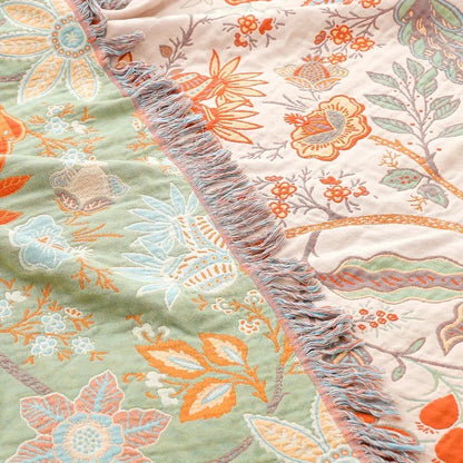 Floral Tassel Throw Blanket – Woven Sofa and Bed Layer product detail photo for bedroom