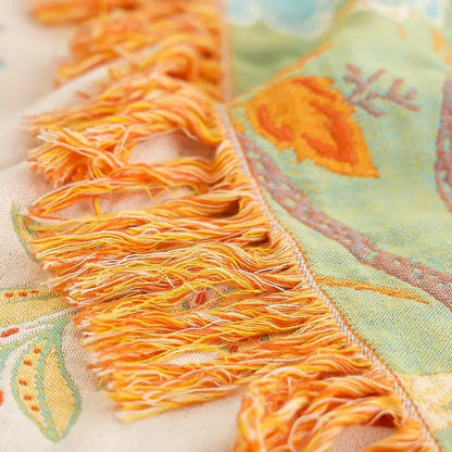 Floral Tassel Throw Blanket – Woven Sofa and Bed Layer product detail photo for bedroom